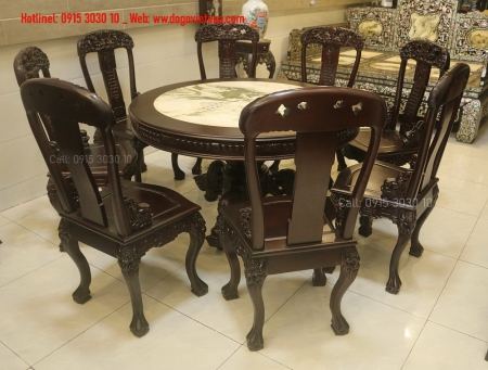Bộ Bàn Ghế Chạm [ Long - Lân - Phúc - Thọ ] Kinh Điển