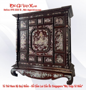 TỦ THỜ 13 TRÁM - TUYỆT PHẨM GỖ CẨM LAI CẨN ỐC QUÝ HIẾM